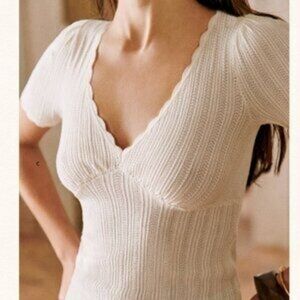 NEW Sezane Cloe Jumper Top Blouse Ecru S Small